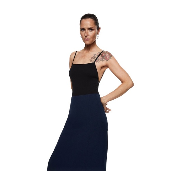 MANGO A-line Slit Hem Maxi Skirt Dark Navy Size Large NWT - Picture 4 of 8